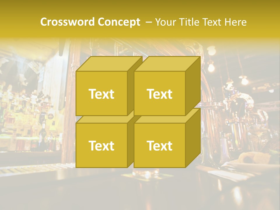 A Bar With A Lot Of Bottles And Glasses On It PowerPoint Template