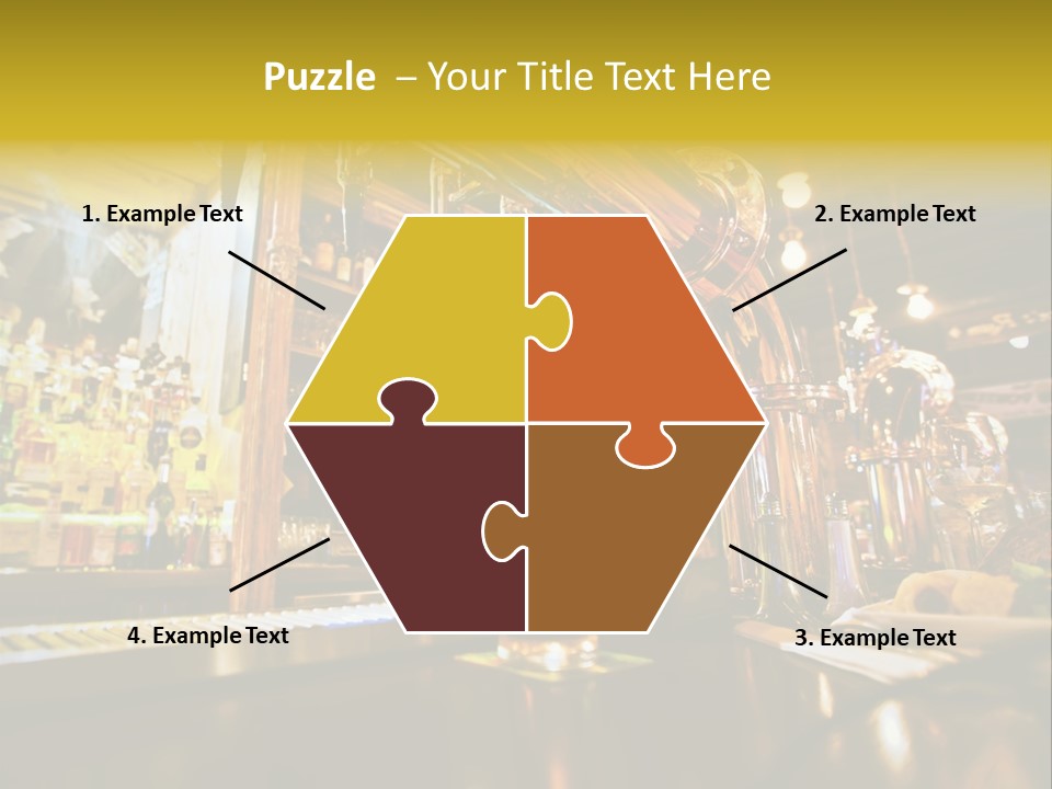 A Bar With A Lot Of Bottles And Glasses On It PowerPoint Template