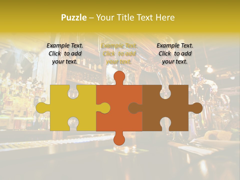 A Bar With A Lot Of Bottles And Glasses On It PowerPoint Template