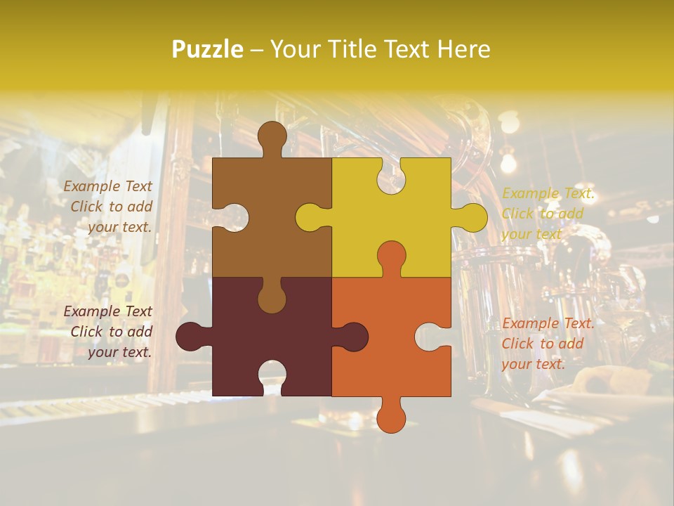 A Bar With A Lot Of Bottles And Glasses On It PowerPoint Template