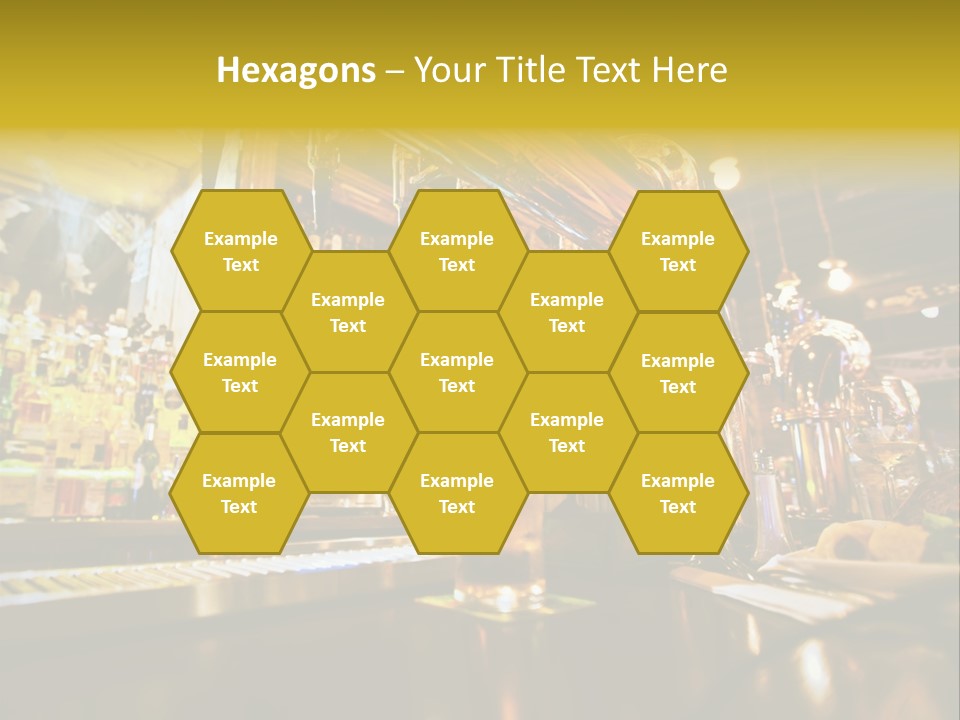 A Bar With A Lot Of Bottles And Glasses On It PowerPoint Template