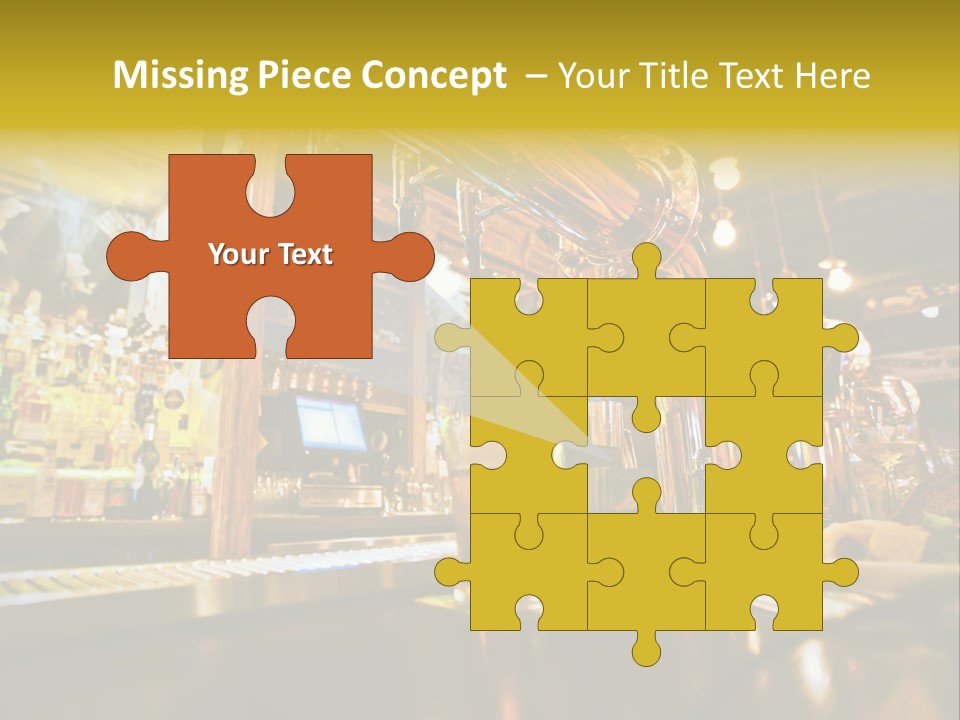 A Bar With A Lot Of Bottles And Glasses On It PowerPoint Template