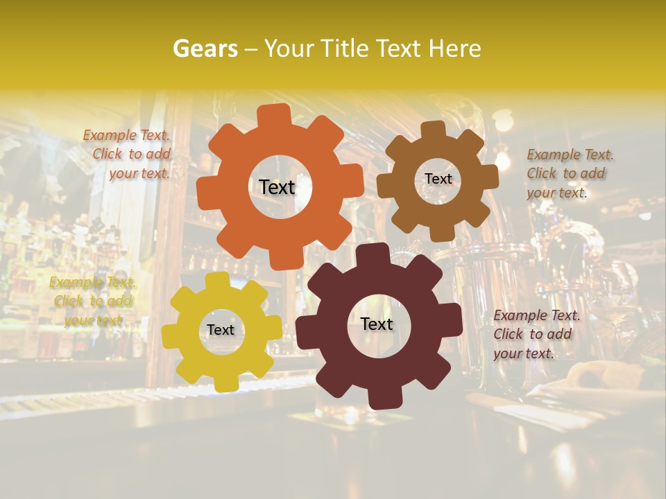 A Bar With A Lot Of Bottles And Glasses On It PowerPoint Template