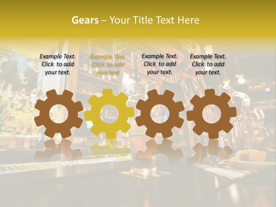 A Bar With A Lot Of Bottles And Glasses On It PowerPoint Template