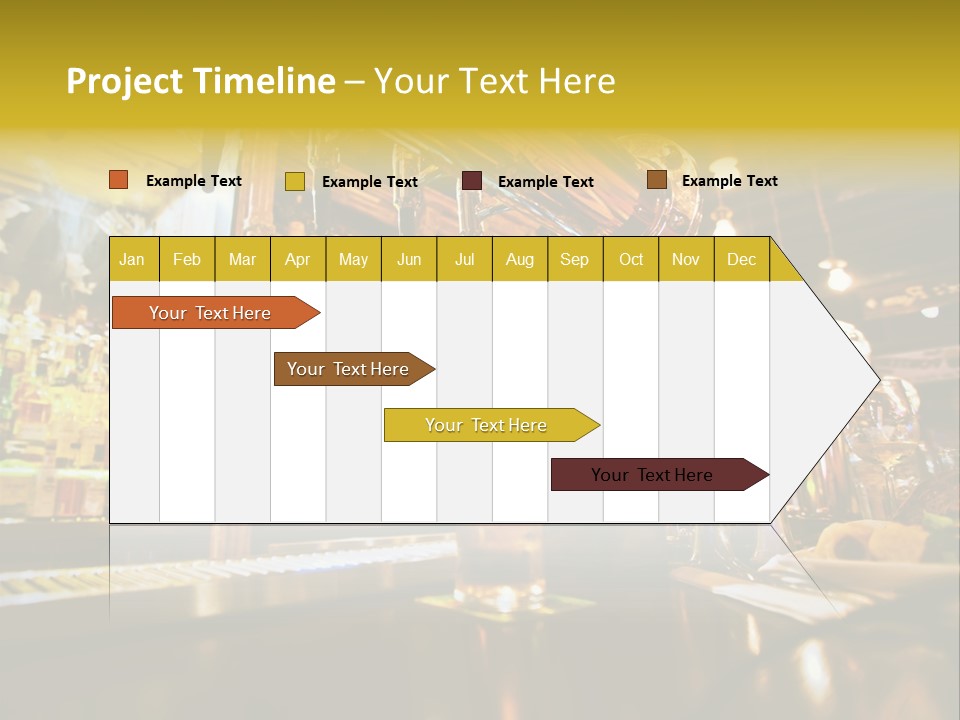 A Bar With A Lot Of Bottles And Glasses On It PowerPoint Template