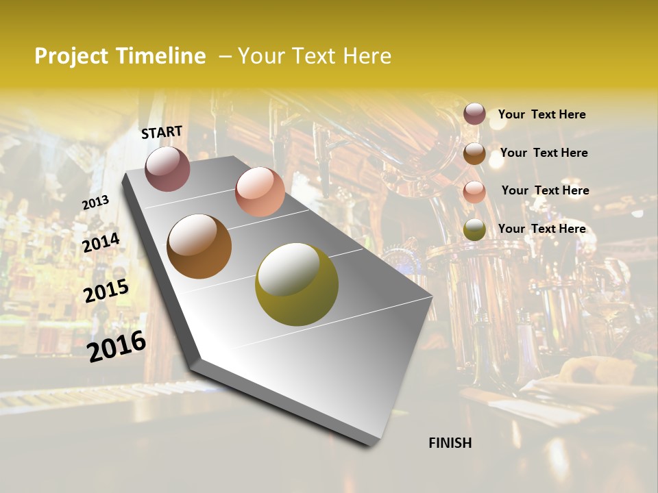 A Bar With A Lot Of Bottles And Glasses On It PowerPoint Template