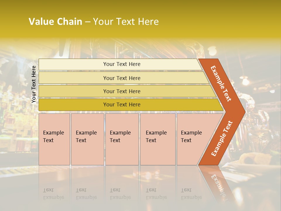 A Bar With A Lot Of Bottles And Glasses On It PowerPoint Template