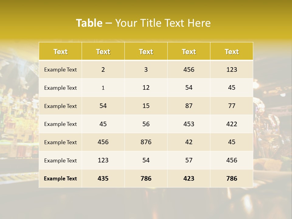 A Bar With A Lot Of Bottles And Glasses On It PowerPoint Template
