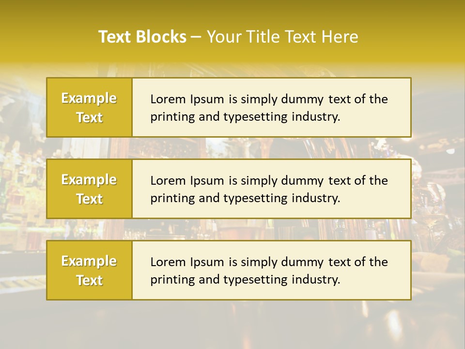 A Bar With A Lot Of Bottles And Glasses On It PowerPoint Template