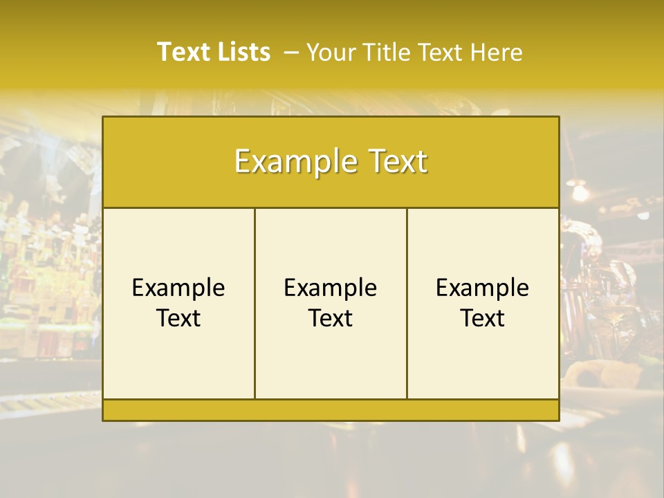 A Bar With A Lot Of Bottles And Glasses On It PowerPoint Template