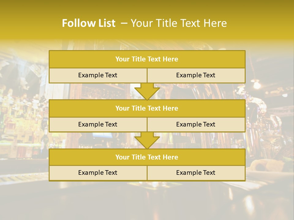 A Bar With A Lot Of Bottles And Glasses On It PowerPoint Template