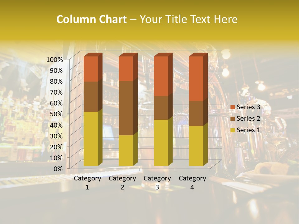 A Bar With A Lot Of Bottles And Glasses On It PowerPoint Template