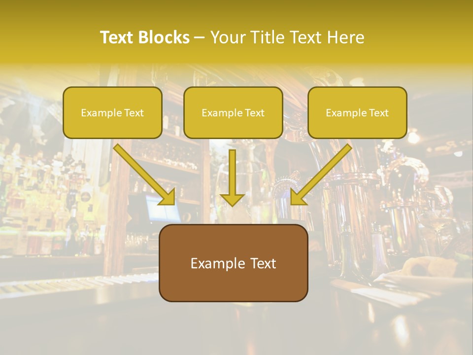 A Bar With A Lot Of Bottles And Glasses On It PowerPoint Template