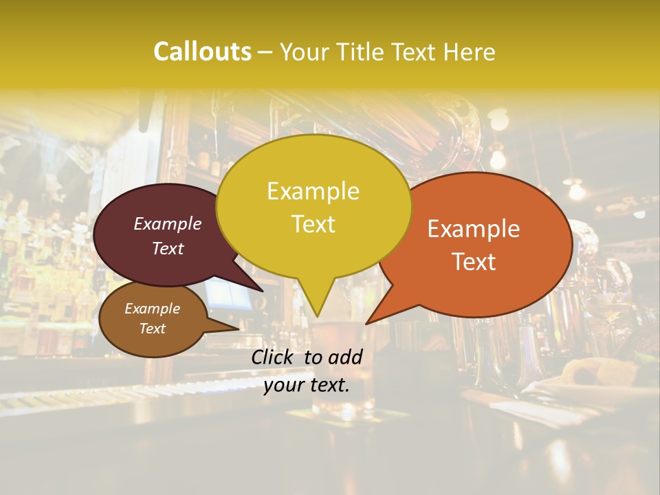 A Bar With A Lot Of Bottles And Glasses On It PowerPoint Template