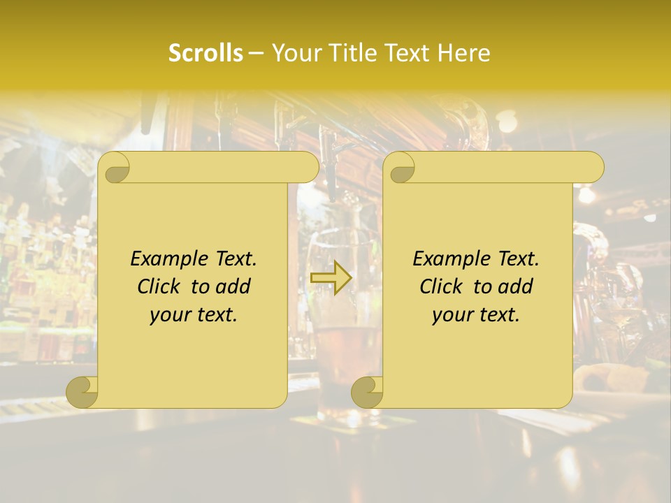 A Bar With A Lot Of Bottles And Glasses On It PowerPoint Template