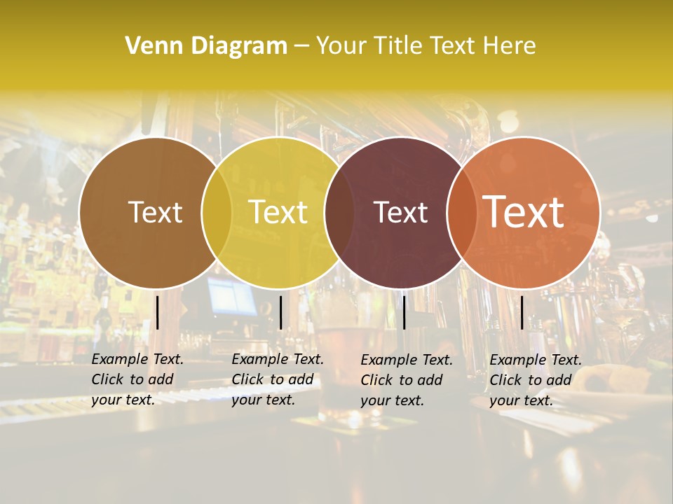 A Bar With A Lot Of Bottles And Glasses On It PowerPoint Template