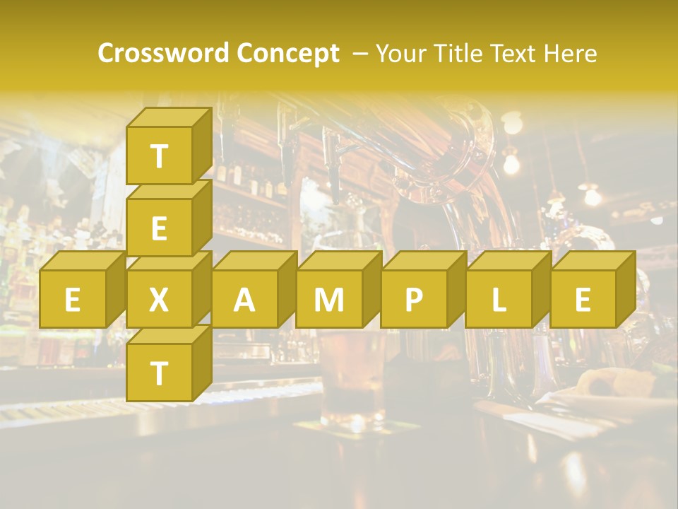 A Bar With A Lot Of Bottles And Glasses On It PowerPoint Template