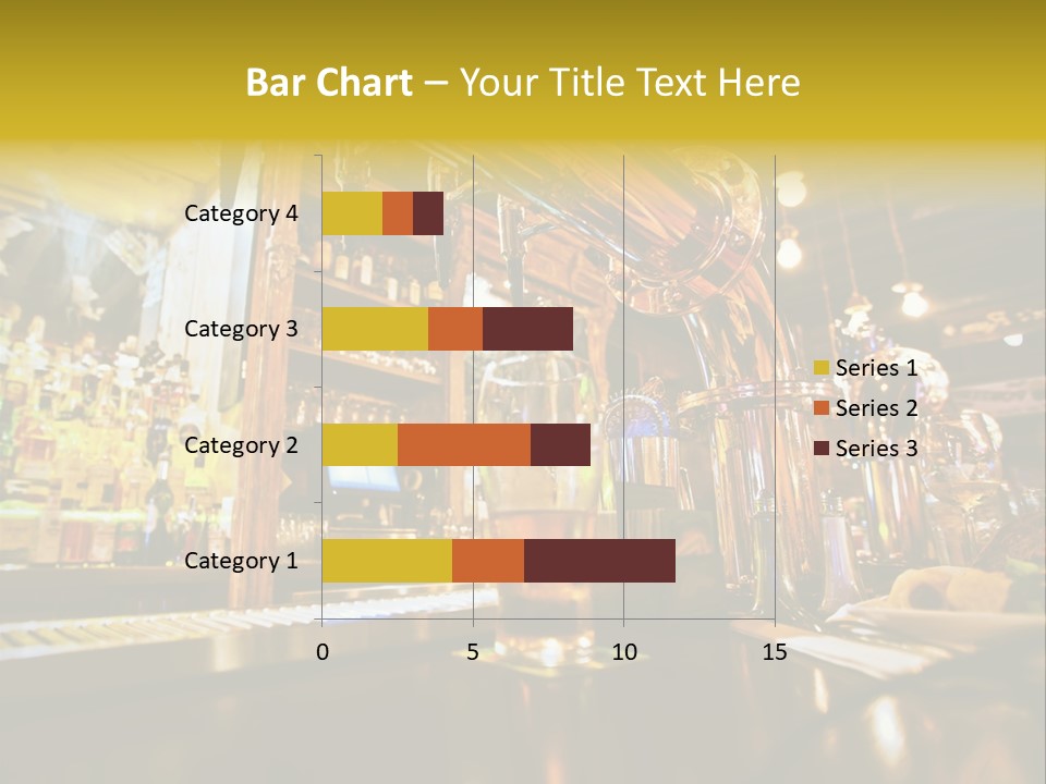A Bar With A Lot Of Bottles And Glasses On It PowerPoint Template