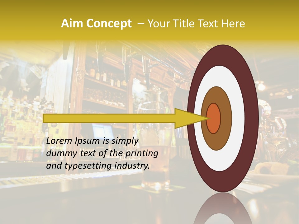 A Bar With A Lot Of Bottles And Glasses On It PowerPoint Template