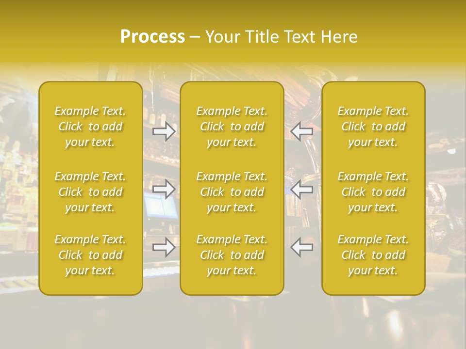 A Bar With A Lot Of Bottles And Glasses On It PowerPoint Template