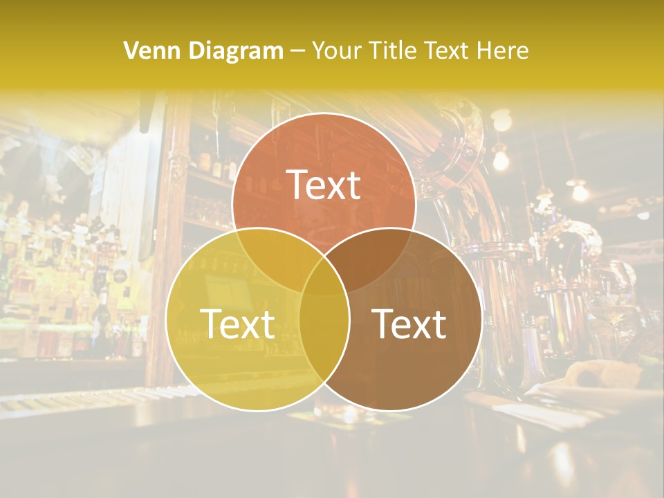 A Bar With A Lot Of Bottles And Glasses On It PowerPoint Template