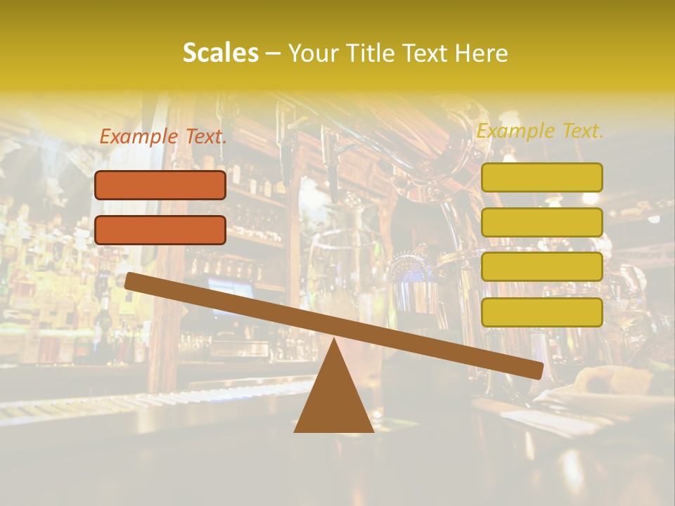 A Bar With A Lot Of Bottles And Glasses On It PowerPoint Template