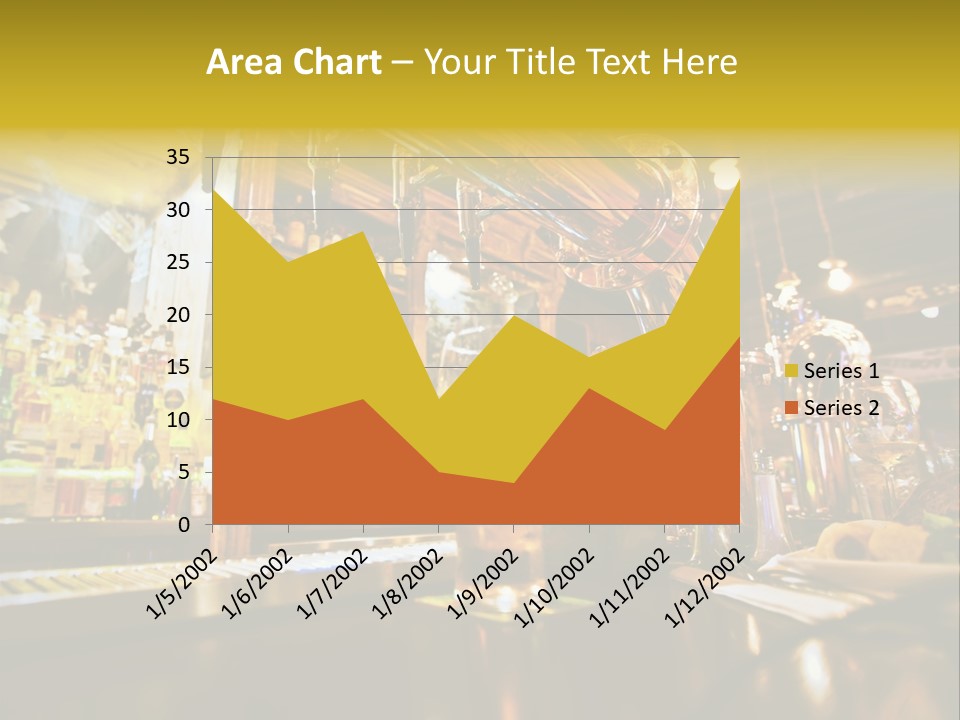 A Bar With A Lot Of Bottles And Glasses On It PowerPoint Template