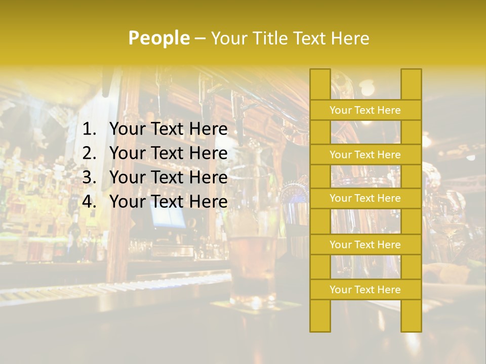 A Bar With A Lot Of Bottles And Glasses On It PowerPoint Template