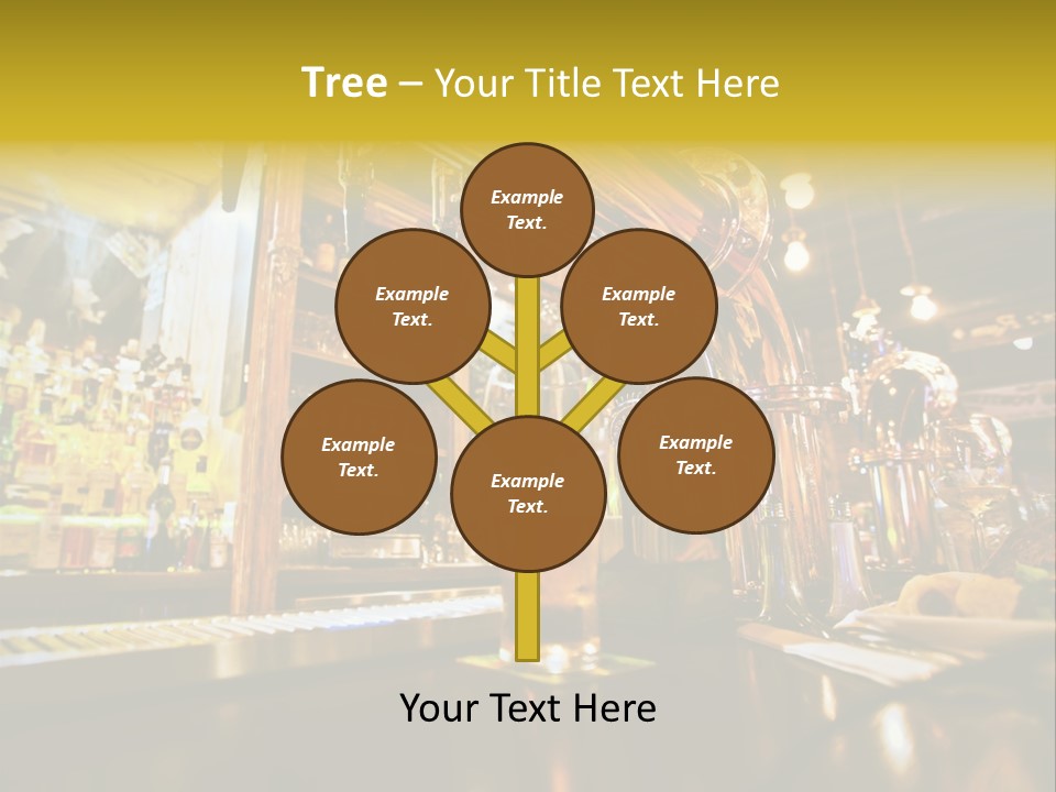 A Bar With A Lot Of Bottles And Glasses On It PowerPoint Template