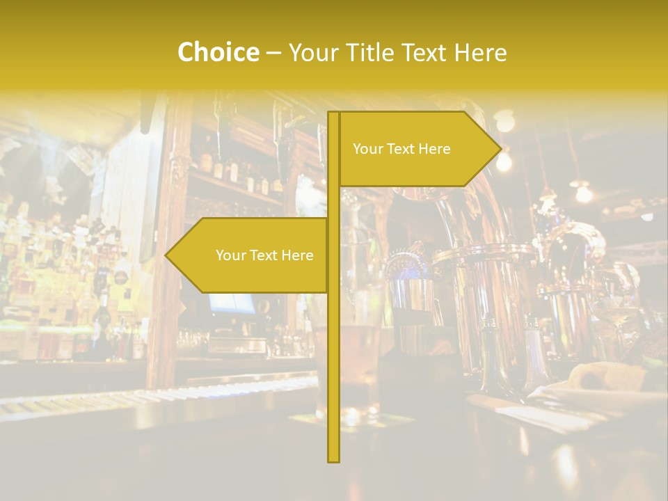 A Bar With A Lot Of Bottles And Glasses On It PowerPoint Template