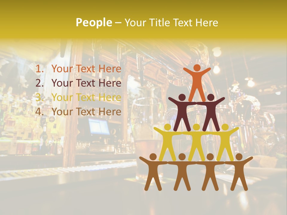 A Bar With A Lot Of Bottles And Glasses On It PowerPoint Template