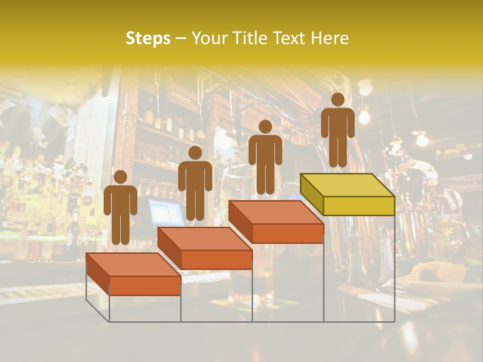A Bar With A Lot Of Bottles And Glasses On It PowerPoint Template