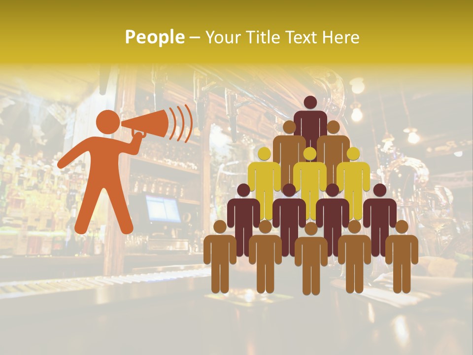 A Bar With A Lot Of Bottles And Glasses On It PowerPoint Template