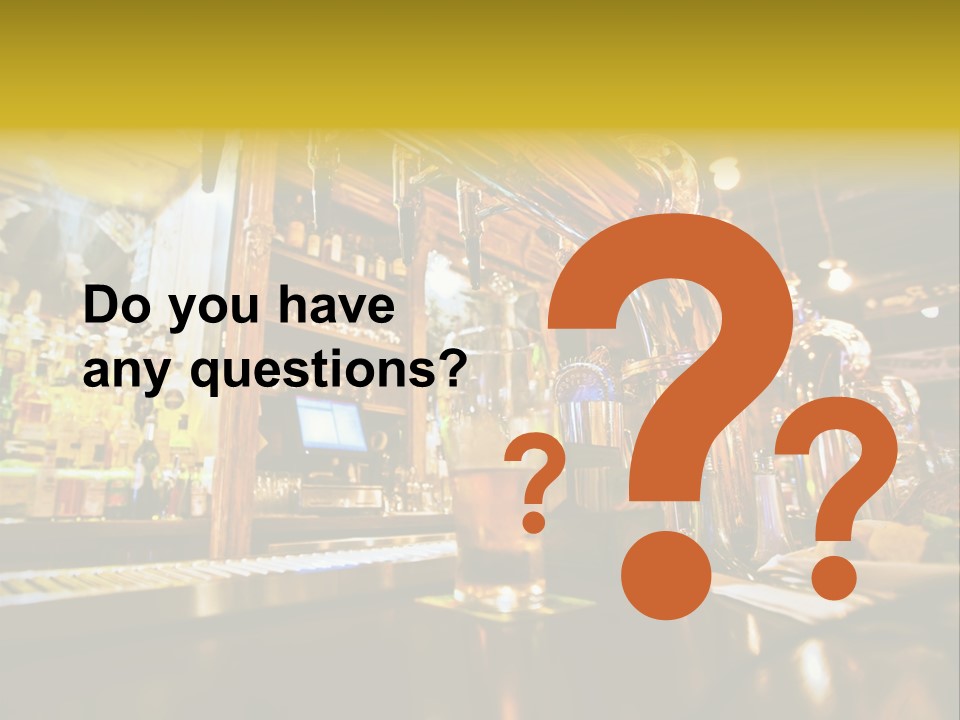 A Bar With A Lot Of Bottles And Glasses On It PowerPoint Template