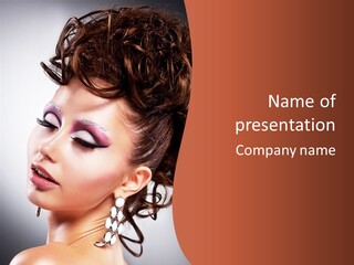A Beautiful Woman With Makeup On Her Face Powerpoint Template PowerPoint Template