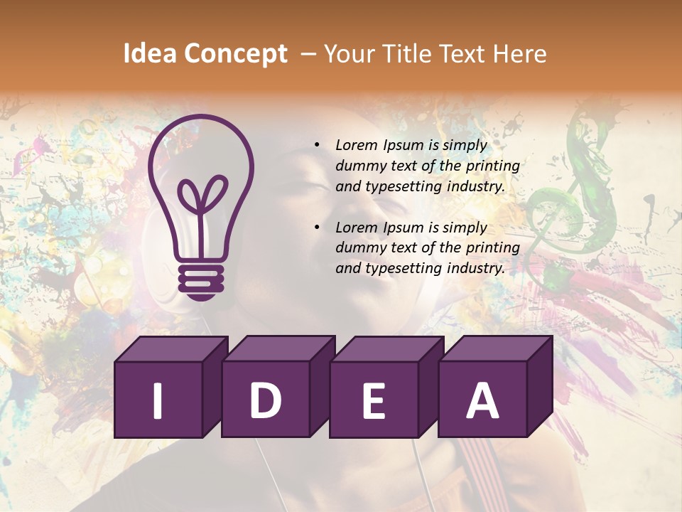 Energy Girl Headphones PowerPoint Template