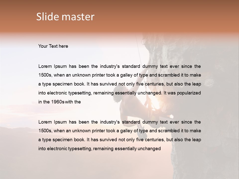 A Man Climbing Up The Side Of A Mountain PowerPoint Template