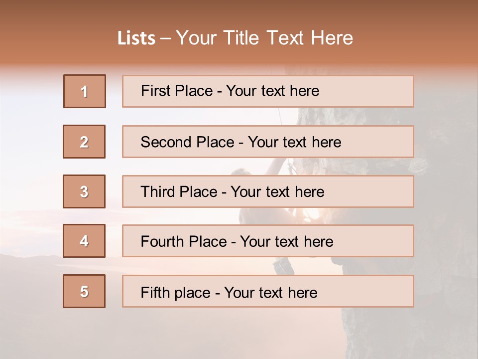 A Man Climbing Up The Side Of A Mountain PowerPoint Template