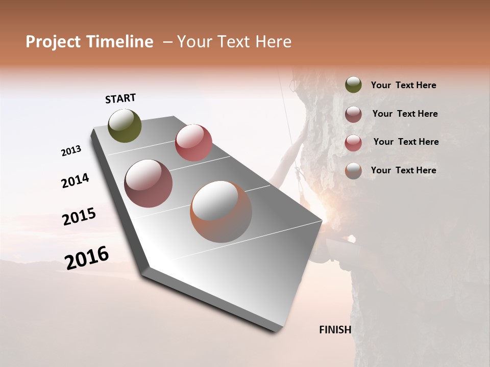 A Man Climbing Up The Side Of A Mountain PowerPoint Template