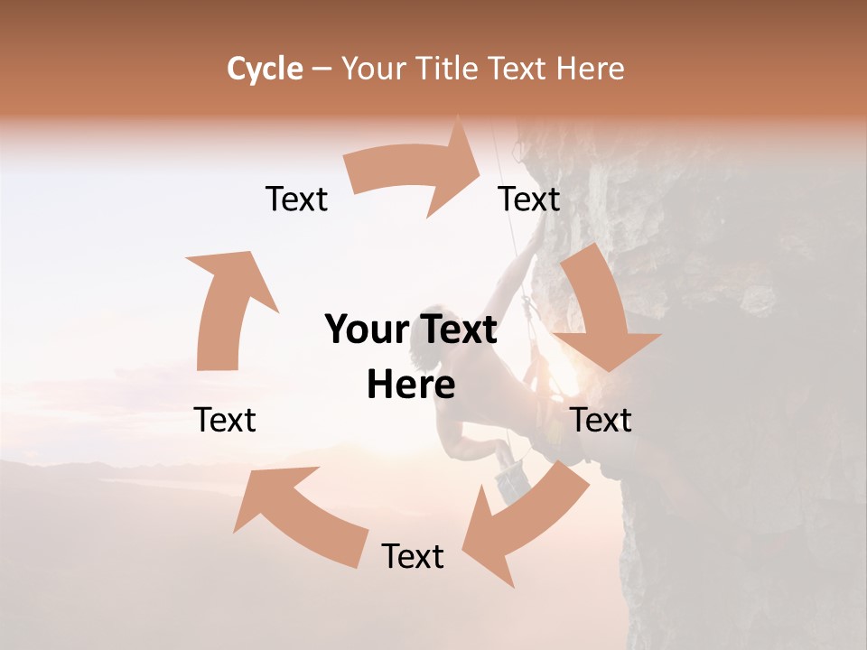 A Man Climbing Up The Side Of A Mountain PowerPoint Template