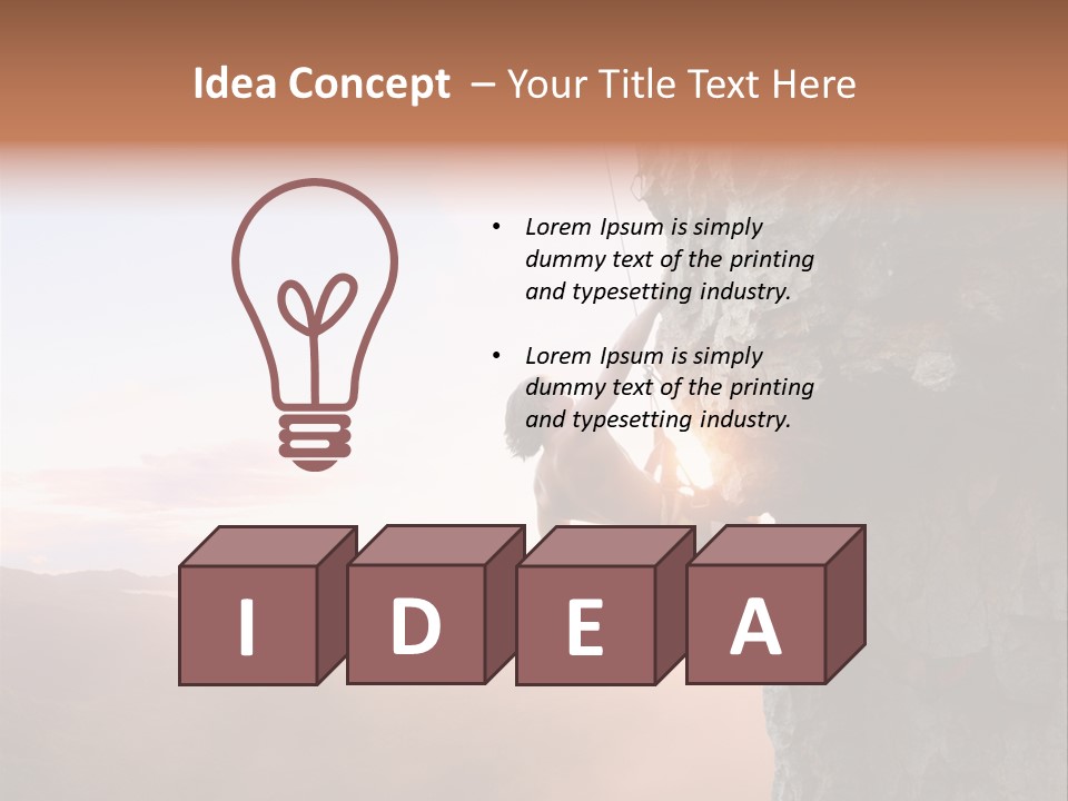 A Man Climbing Up The Side Of A Mountain PowerPoint Template