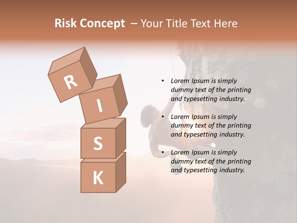 A Man Climbing Up The Side Of A Mountain PowerPoint Template