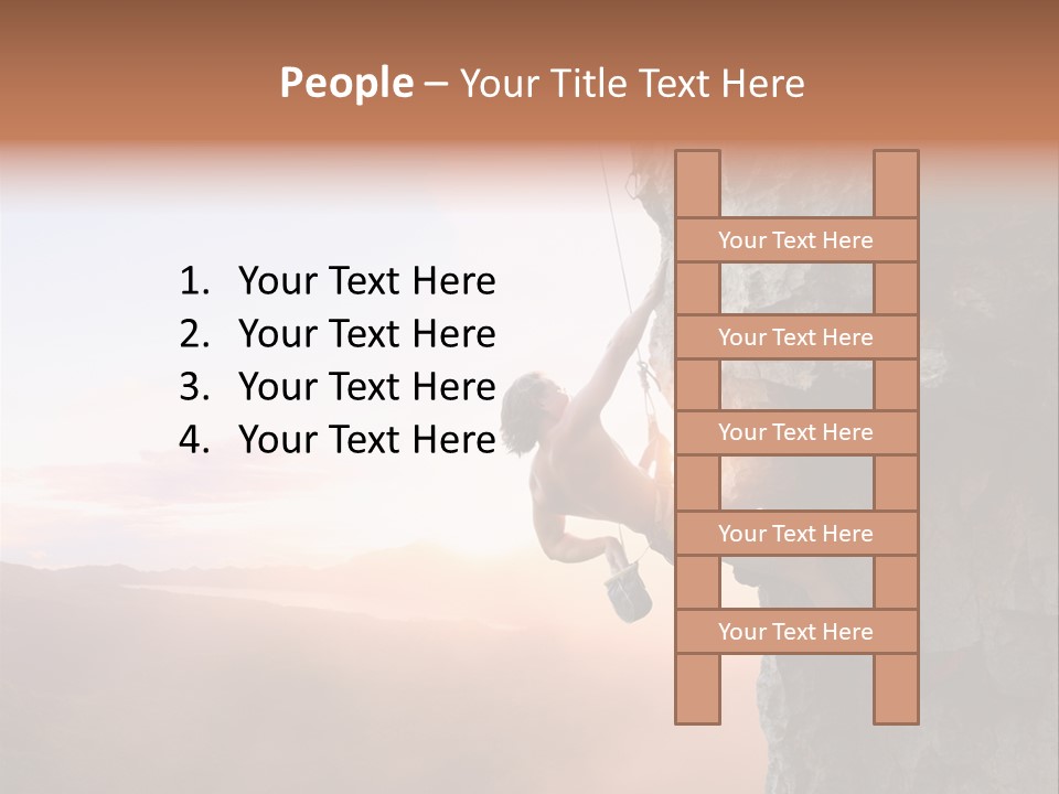 A Man Climbing Up The Side Of A Mountain PowerPoint Template