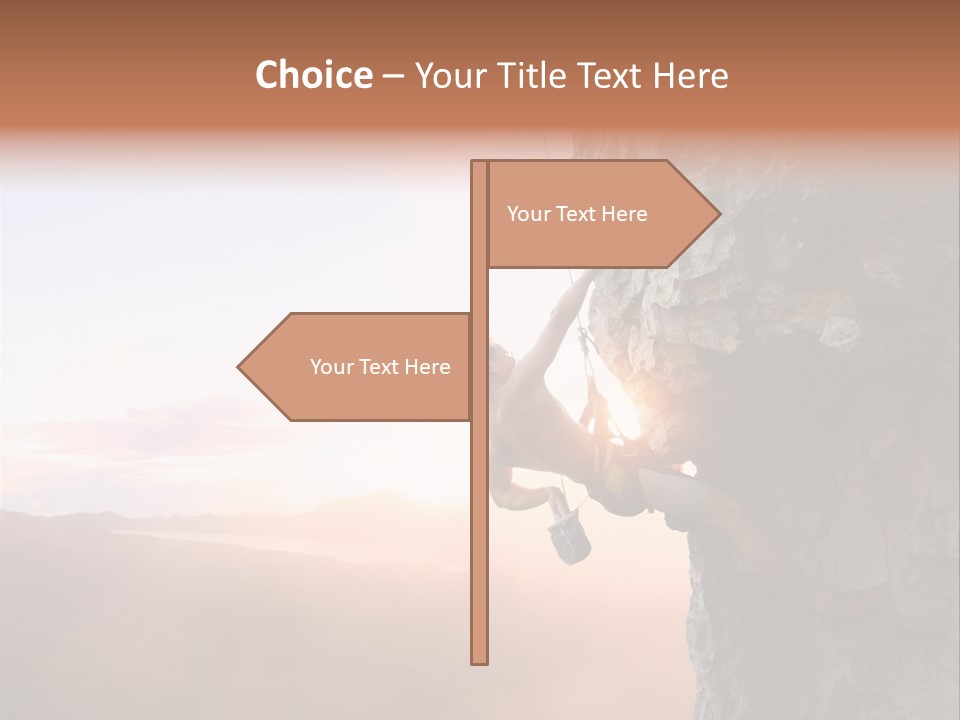 A Man Climbing Up The Side Of A Mountain PowerPoint Template