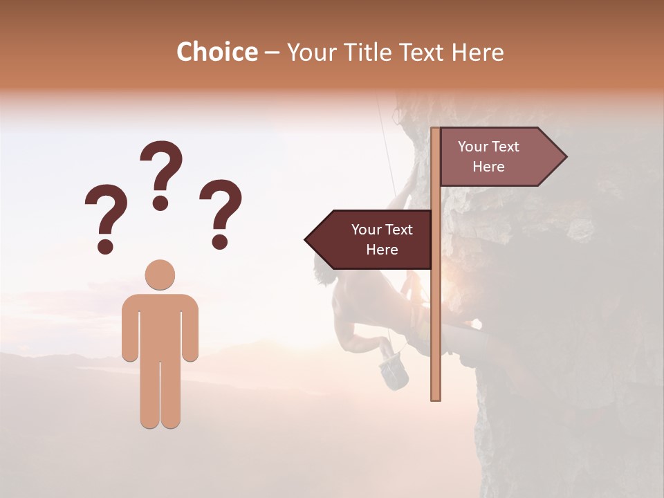 A Man Climbing Up The Side Of A Mountain PowerPoint Template