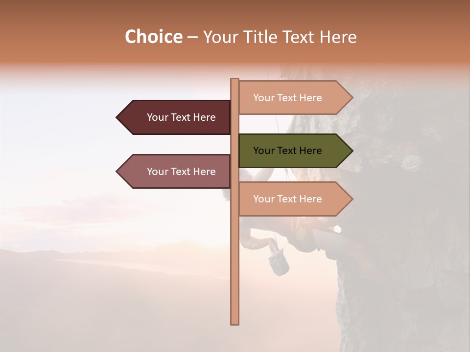 A Man Climbing Up The Side Of A Mountain PowerPoint Template