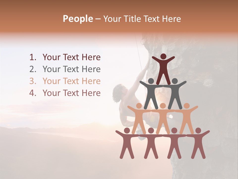 A Man Climbing Up The Side Of A Mountain PowerPoint Template