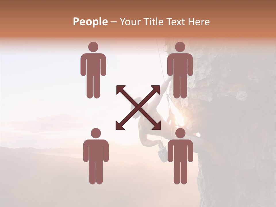 A Man Climbing Up The Side Of A Mountain PowerPoint Template