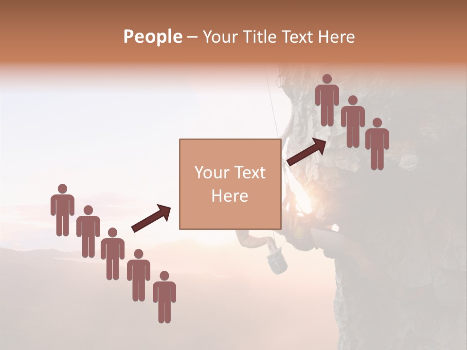 A Man Climbing Up The Side Of A Mountain PowerPoint Template