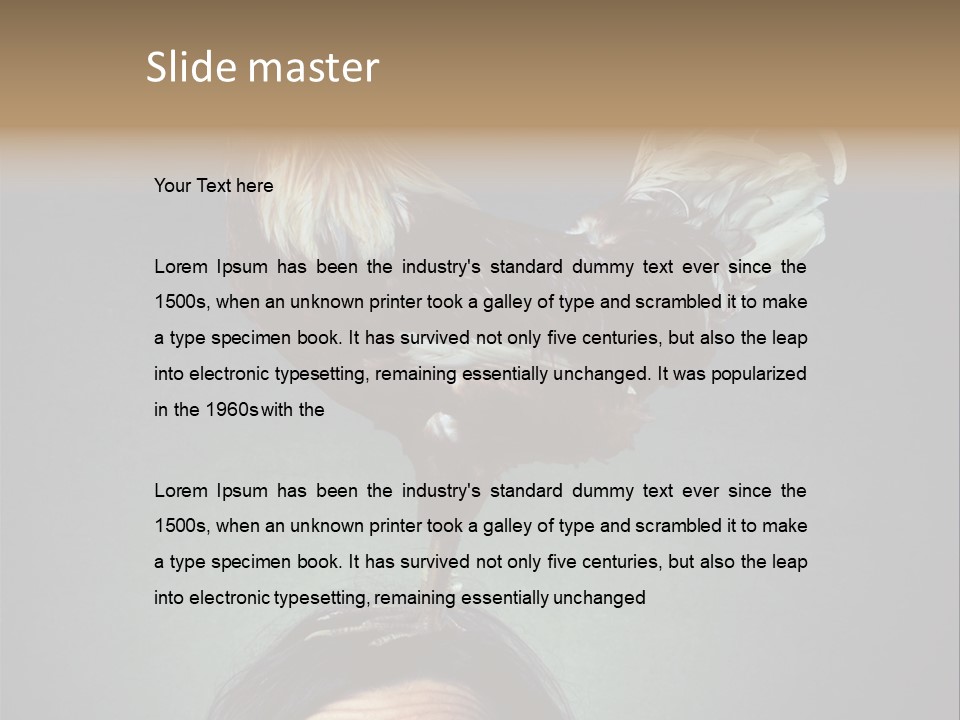 A Rooster Standing On Top Of A Woman's Head PowerPoint Template